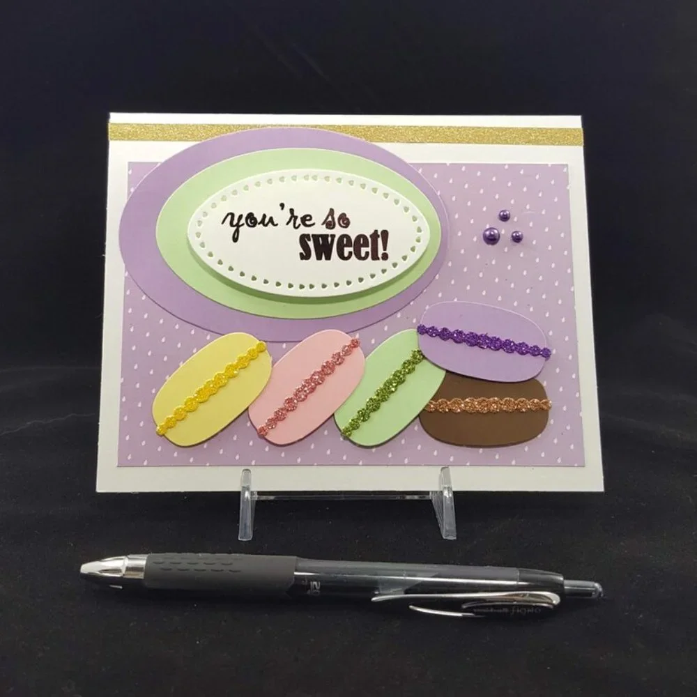 Macaroon Note Card, 'You're so Sweet', Assorted‎ Color Macaroons w Envelopes